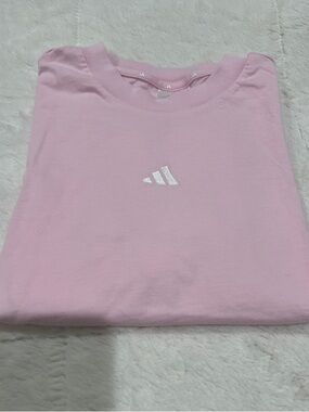 NWOT Adidas Light Pink Crew Neck T-Shirt with White Logo